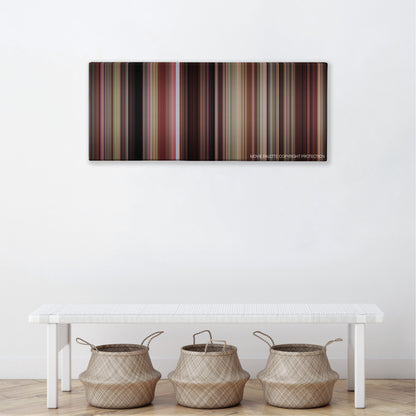Fast Times at Ridgemont High color palette canvas above a white bench with three woven baskets
