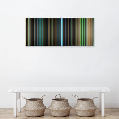 Warcraft color palette canvas above a white bench with three woven baskets