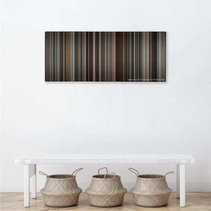 Tinker Tailor Soldier Spy color palette canvas above a white bench with three woven baskets
