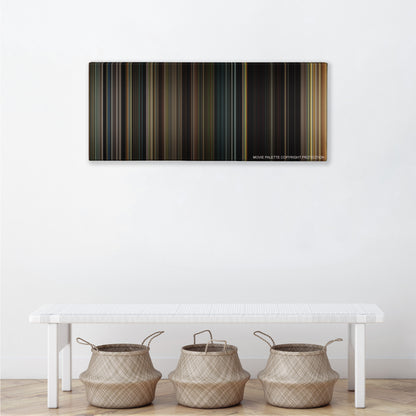 Noah color palette canvas above a white bench with three woven baskets