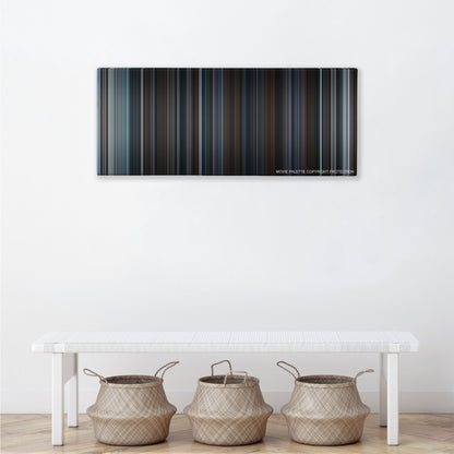 Enemy at the Gates color palette canvas above a white bench with three woven baskets