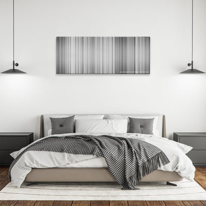 12 Angry Men color palette canvas above a bed, between two black pendant lamps