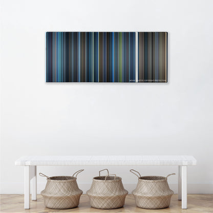 Blade color palette canvas above a white bench with three woven baskets