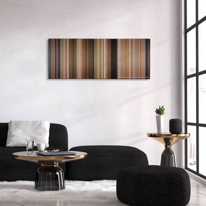 Sweet Home Alabama color palette canvas above a black sofa with a gold-topped table
