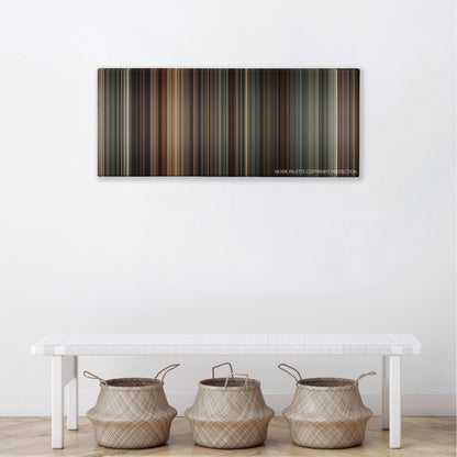 Argo color palette canvas above a white bench with three woven baskets