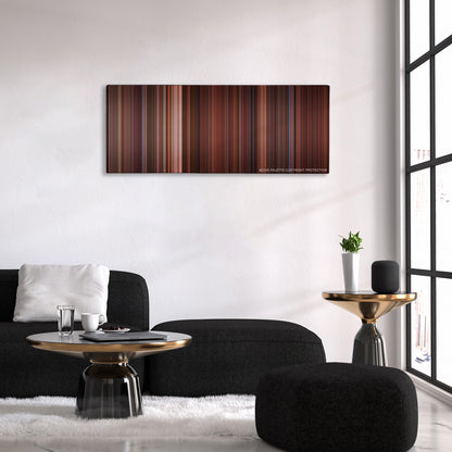 A Few Good Men color palette canvas above a black sofa with a gold-topped table
