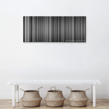 Citizen Kane color palette canvas above a white bench with three woven baskets