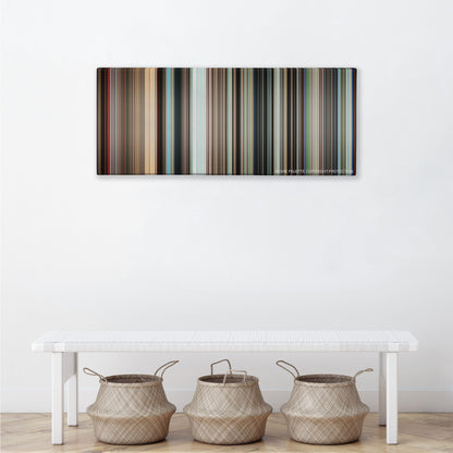 Grave of the Fireflies color palette canvas above a white bench with three woven baskets