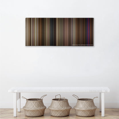 Silver Linings Playbook color palette canvas above a white bench with three woven baskets