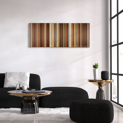 Thank You for Smoking color palette canvas above a black sofa with a gold-topped table