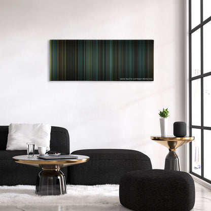 Phone Booth color palette canvas above a black sofa with a gold-topped table