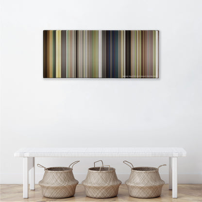 The Internship color palette canvas above a white bench with three woven baskets