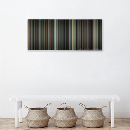 Changeling color palette canvas above a white bench with three woven baskets