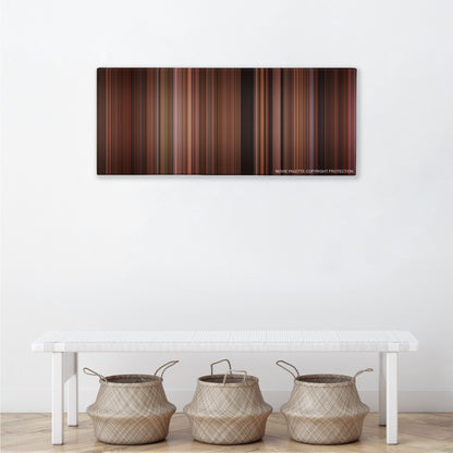 American Pie 2 color palette canvas above a white bench with three woven baskets