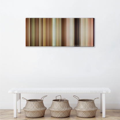 Grown Ups color palette canvas above a white bench with three woven baskets