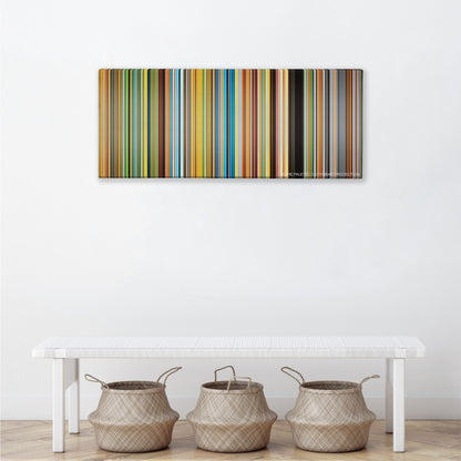 Primer color palette canvas above a white bench with three woven baskets