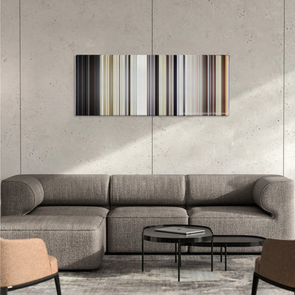Midsommar color palette canvas on a concrete wall above a gray sectional sofa
