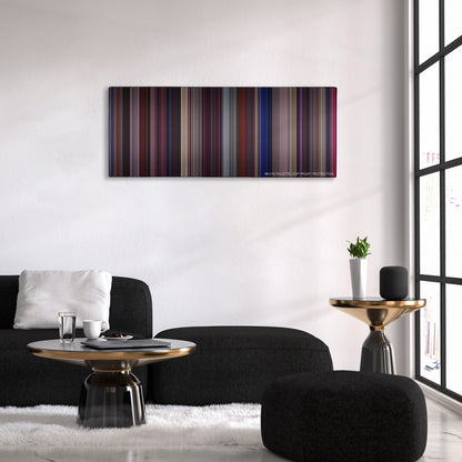 Carlito's Way color palette canvas above a black sofa with a gold-topped table