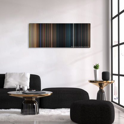 The Purge color palette canvas above a black sofa with a gold-topped table