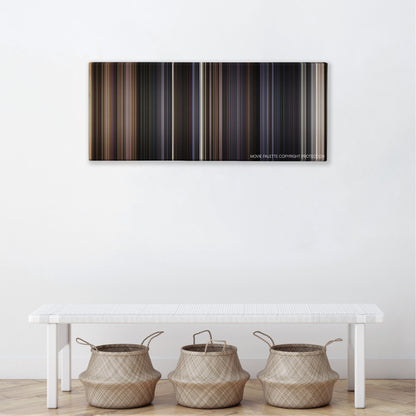 The Lone Ranger color palette canvas above a white bench with three woven baskets