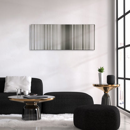 The Great Dictator color palette canvas above a black sofa with a gold-topped table