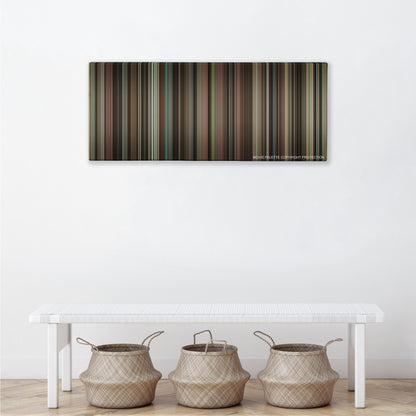 Julie & Julia color palette canvas above a white bench with three woven baskets