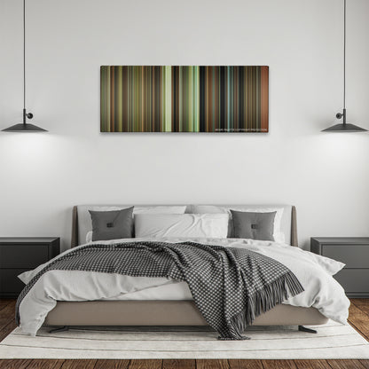 Driving Miss Daisy color palette canvas above a bed, between two black pendant lamps