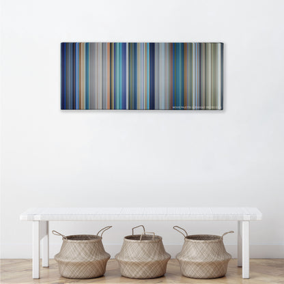 Bad Boys II color palette canvas above a white bench with three woven baskets