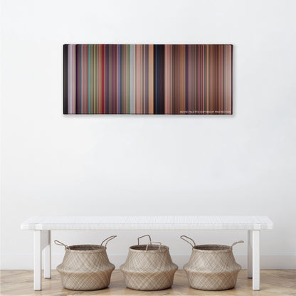 Space Jam color palette canvas above a white bench with three woven baskets