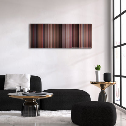 Pretty Woman color palette canvas above a black sofa with a gold-topped table