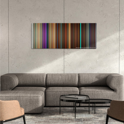 Nerve color palette canvas on a concrete wall above a gray sectional sofa