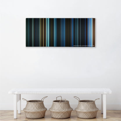 War for the Planet of the Apes color palette canvas above a white bench with three woven baskets