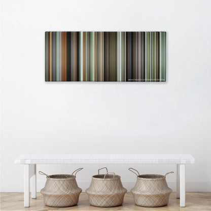 The Lobster color palette canvas above a white bench with three woven baskets