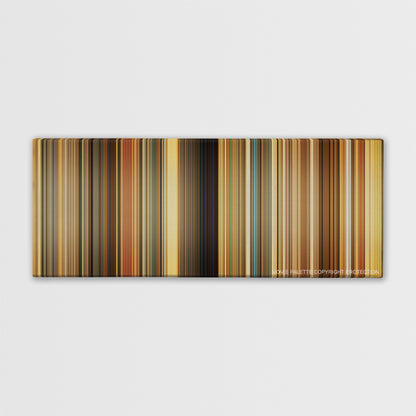 The Darjeeling Limited color palette canvas print: thousands of thin vertical stripes of color