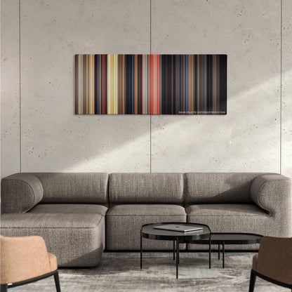 The Basketball Diaries color palette canvas on a concrete wall above a gray sectional sofa