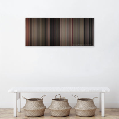 Dial M for Murder color palette canvas above a white bench with three woven baskets