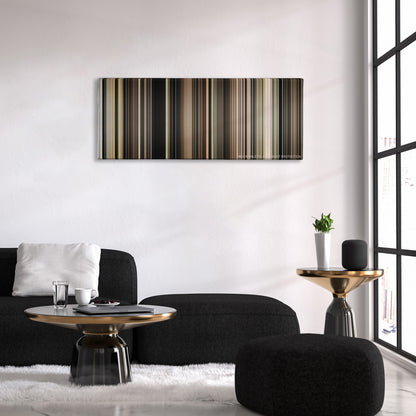 The Master color palette canvas above a black sofa with a gold-topped table