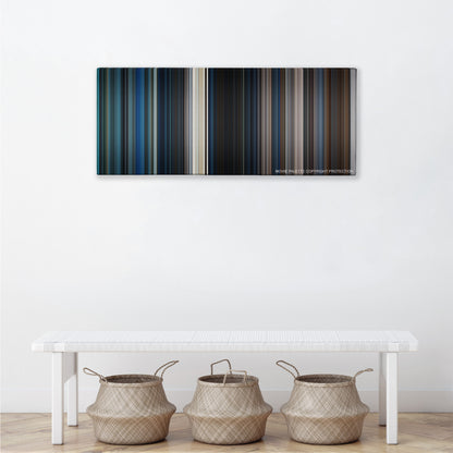 Maze Runner: The Scorch Trials color palette canvas above a white bench with three woven baskets