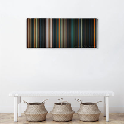 Ghost Rider color palette canvas above a white bench with three woven baskets