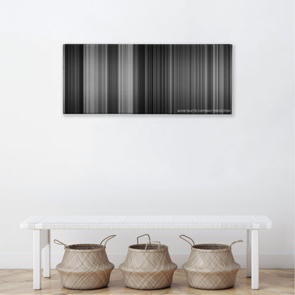The Third Man color palette canvas above a white bench with three woven baskets