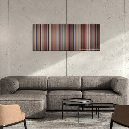 When Harry Met Sally... color palette canvas on a concrete wall above a gray sectional sofa