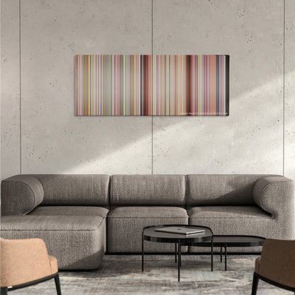 Bend It Like Beckham color palette canvas on a concrete wall above a gray sectional sofa