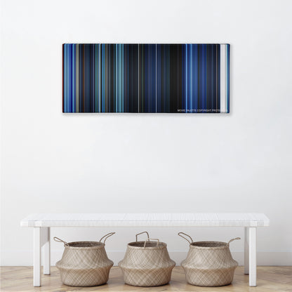 Resident Evil color palette canvas above a white bench with three woven baskets