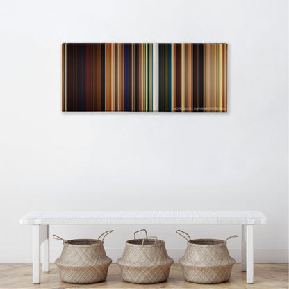 Puss in Boots color palette canvas above a white bench with three woven baskets