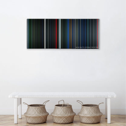 Pandorum color palette canvas above a white bench with three woven baskets