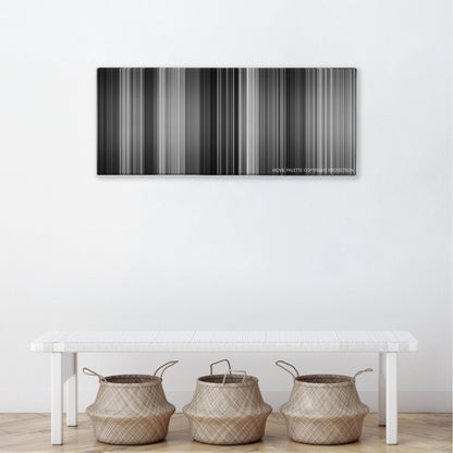 On the Waterfront color palette canvas above a white bench with three woven baskets