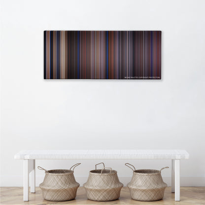 Casper color palette canvas above a white bench with three woven baskets