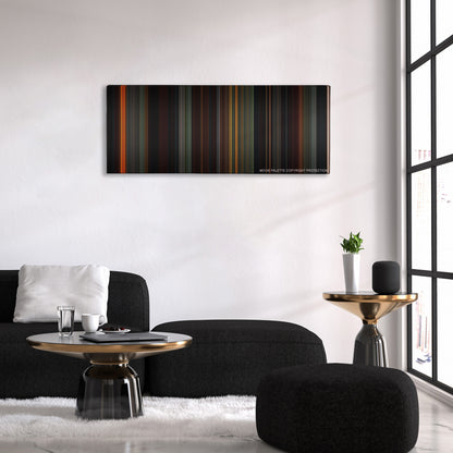 Hansel & Gretel: Witch Hunters color palette canvas above a black sofa with a gold-topped table