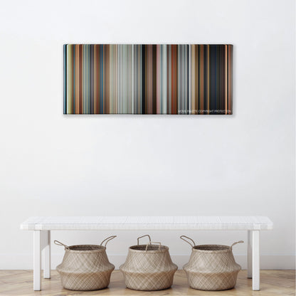 Zombieland: Double Tap color palette canvas above a white bench with three woven baskets