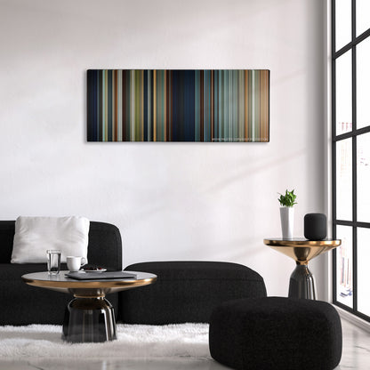 The Chronicles of Narnia: Prince Caspian color palette canvas above a black sofa with a gold-topped table